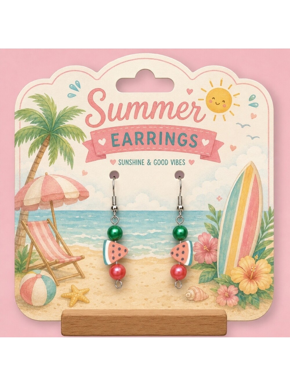 Summer Picnic Watermelon Hypoallergenic Polymer Clay Bead Earrings